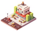 Vector isometric cafe building