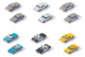 Vector isometric cars set Royalty Free Stock Photo