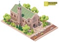 Vector isometric church or cathedral