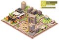 Vector isometric city block with construction site