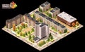 Vector isometric city residential area map