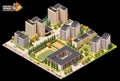 Vector isometric city residential area map