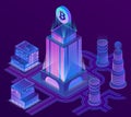 Vector isometric city in ultra violet colors Royalty Free Stock Photo