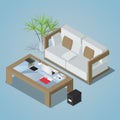 Vector isometric concept illustration of office working space