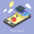 Vector isometric concept for online library Royalty Free Stock Photo