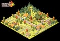 Vector isometric countryside map