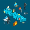 Vector isometric data and computer safety icons infographic concept illustration