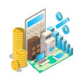 Consumer loan rates vector concept isometric illustration