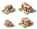 Vector isometric educational buildings set