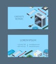 Vector isometric electronic devices business card template