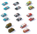 Vector isometric emergency services cars set