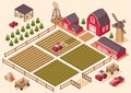 Vector isometric farm elements.