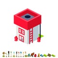 Vector isometric fire station building icon