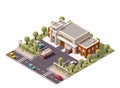 Vector isometric fire station