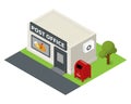 Vector isometric flat post office and mail box Royalty Free Stock Photo