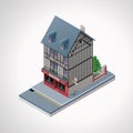 Vector isometric French cakes and cookies shop