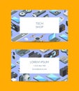 Vector isometric gadgets icons business card