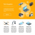 Vector isometric gadgets icons page template illustration