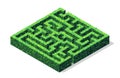 Vector Isometric Green Hedge Maze or Labyrinth