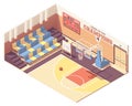 Vector isometric gymnasium basketball court