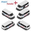 Vector isometric high quality passanger van for airport transfer. Transport icon
