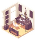 Vector isometric home music recording studio