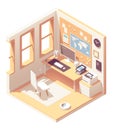 Vector isometric home office room