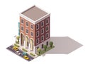 Vector isometric hostel building