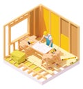 Vector isometric house construction Royalty Free Stock Photo