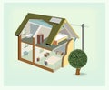 Vector isometric house cutaway icon