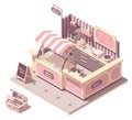 Vector isometric ice cream kiosk