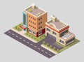 Vector isometric icon or infographic element representing low poly factory building and industrial structures. Building Royalty Free Stock Photo