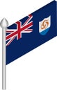 Vector Isometric Illustration of Flagpole with Anguilla Flag