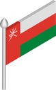 Vector Isometric Illustration of Flagpole with Oman Flag