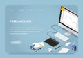 Isometric Freelancer Job Landing Page