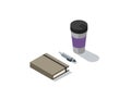 Vector isometric illustration of notebook with coffee thermos