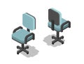 Vector isometric illustration of office chair, 3d flat furniture icon Royalty Free Stock Photo