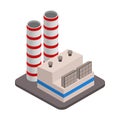 Vector isometric industrial factory buildings icon. Royalty Free Stock Photo