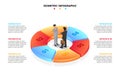 Vector isometric infographic with businessman handshake. Template for diagram, presentation and pie chart. Business Royalty Free Stock Photo