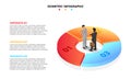 Vector isometric infographic with businessman handshake. Template for diagram, presentation and pie chart. Business Royalty Free Stock Photo