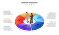 Vector isometric infographic with businessman handshake. Template for diagram, presentation and pie chart. Business Royalty Free Stock Photo