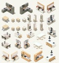 Vector isometric kitchen furniture set