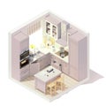 Vector isometric kitchen interior