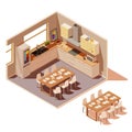 Vector isometric kitchen interior cross-section with island Royalty Free Stock Photo
