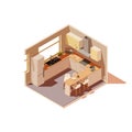 Vector isometric kitchen interior cross-section with island Royalty Free Stock Photo