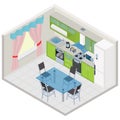 Vector isometric kitchen interior Royalty Free Stock Photo