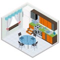 Vector isometric kitchen interior Royalty Free Stock Photo