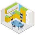 Vector isometric kitchen interior Royalty Free Stock Photo