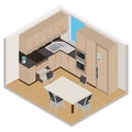 Vector isometric kitchen interior Royalty Free Stock Photo