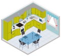 Vector isometric kitchen interior Royalty Free Stock Photo